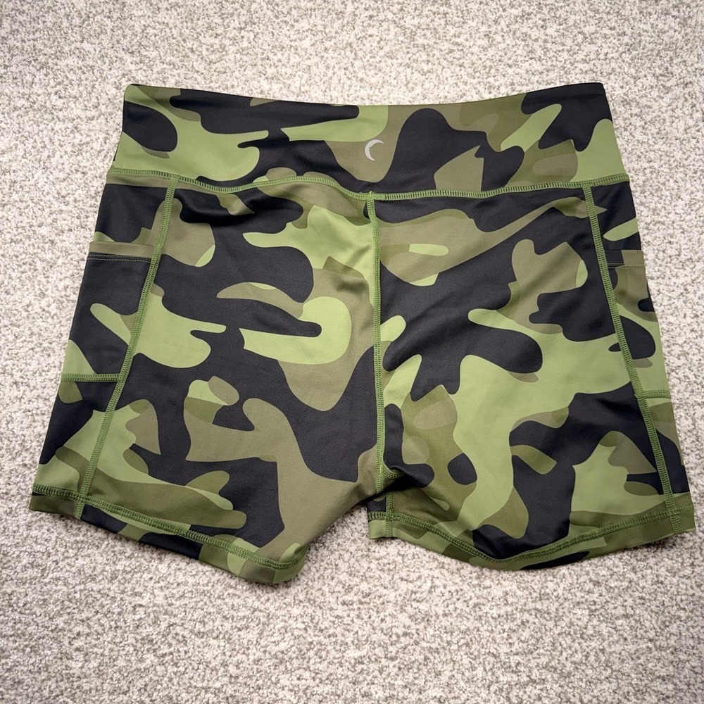 Womens ZYIA Active Green Black Camouflage Light n Tight Pocket Hustle Shorts XXL - Picture 2 of 7